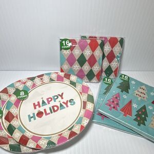 Festive Voice Christmas Party Tableware 8ct 9in Paper Plates, Argyle 6pk